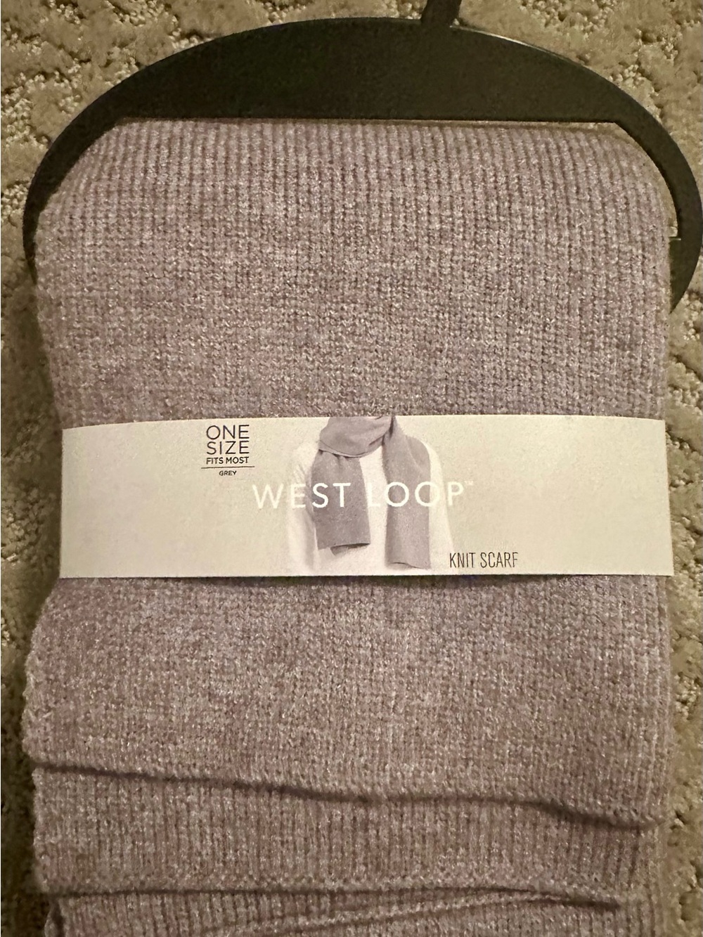 West Loop Knit Scarf. Grey. One Size Fits Most. New 3 In One Scarf. Fall, Winter